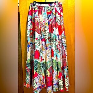 Rachel Vibrant Floral A-Line Skirt in Red, Turquoise, Green